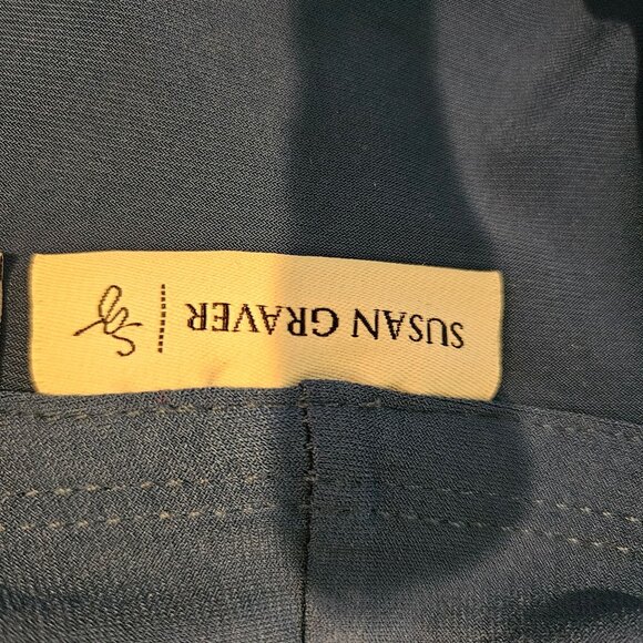 Susan Graver liquid knit Womens L blue Open Front Cardigan Pockets career flowy - Picture 8 of 12